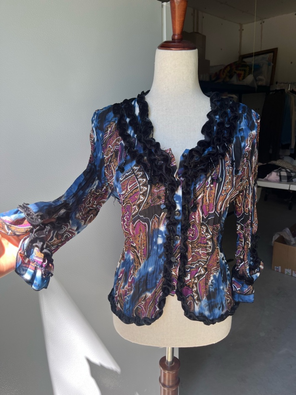 90s Boho Witchy Paisley Blouse
